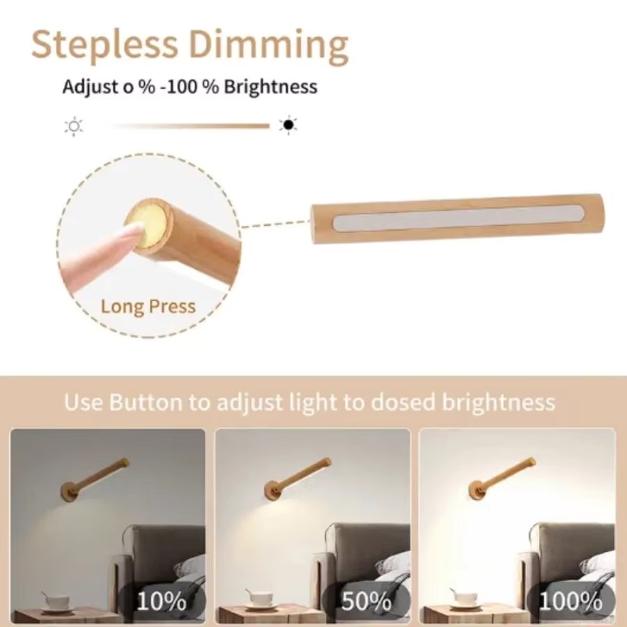 Lustre - Oppladbar lampett i tre