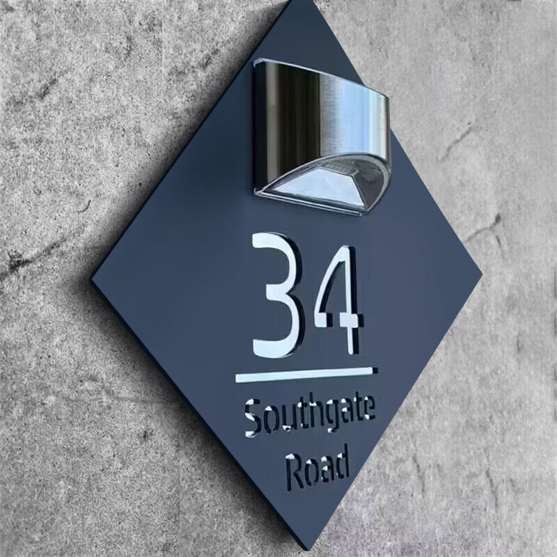 Personalisert Diamantformet Solar Husnummer