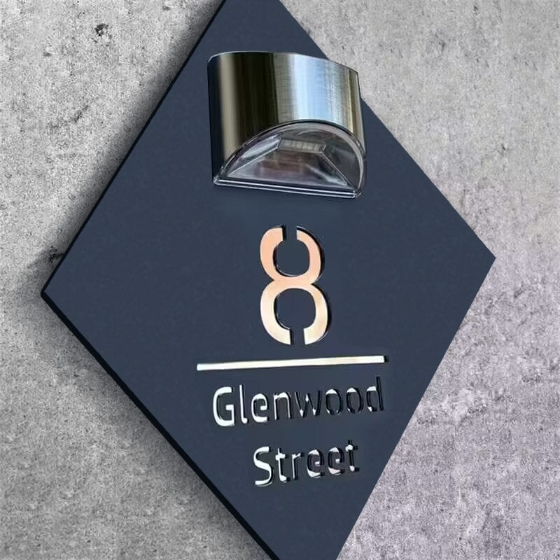 Personalisert Diamantformet Solar Husnummer