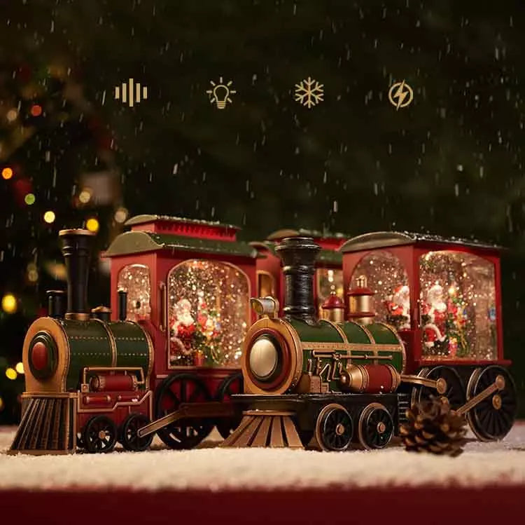 Julebelyst tog med snøeffekt
