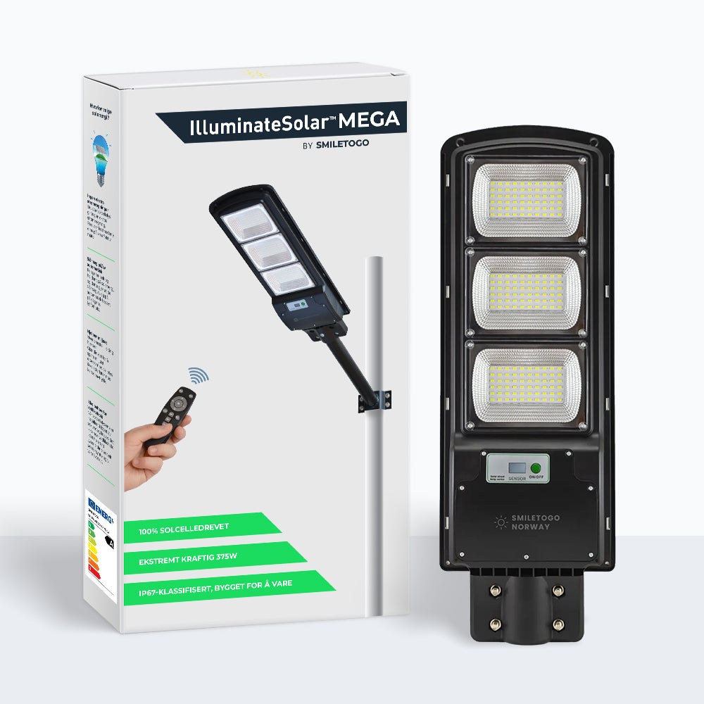 IlluminateSolarMega™ - Den ultimate 375W/6500 lumen ultra-lyssterke solcelle-gatelyset