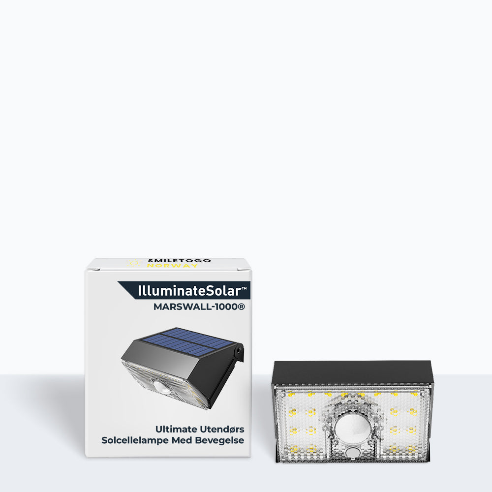 MarsWall-1000®- ultimate utendørs solcellevegglampe med bevegelse (2-pakning)