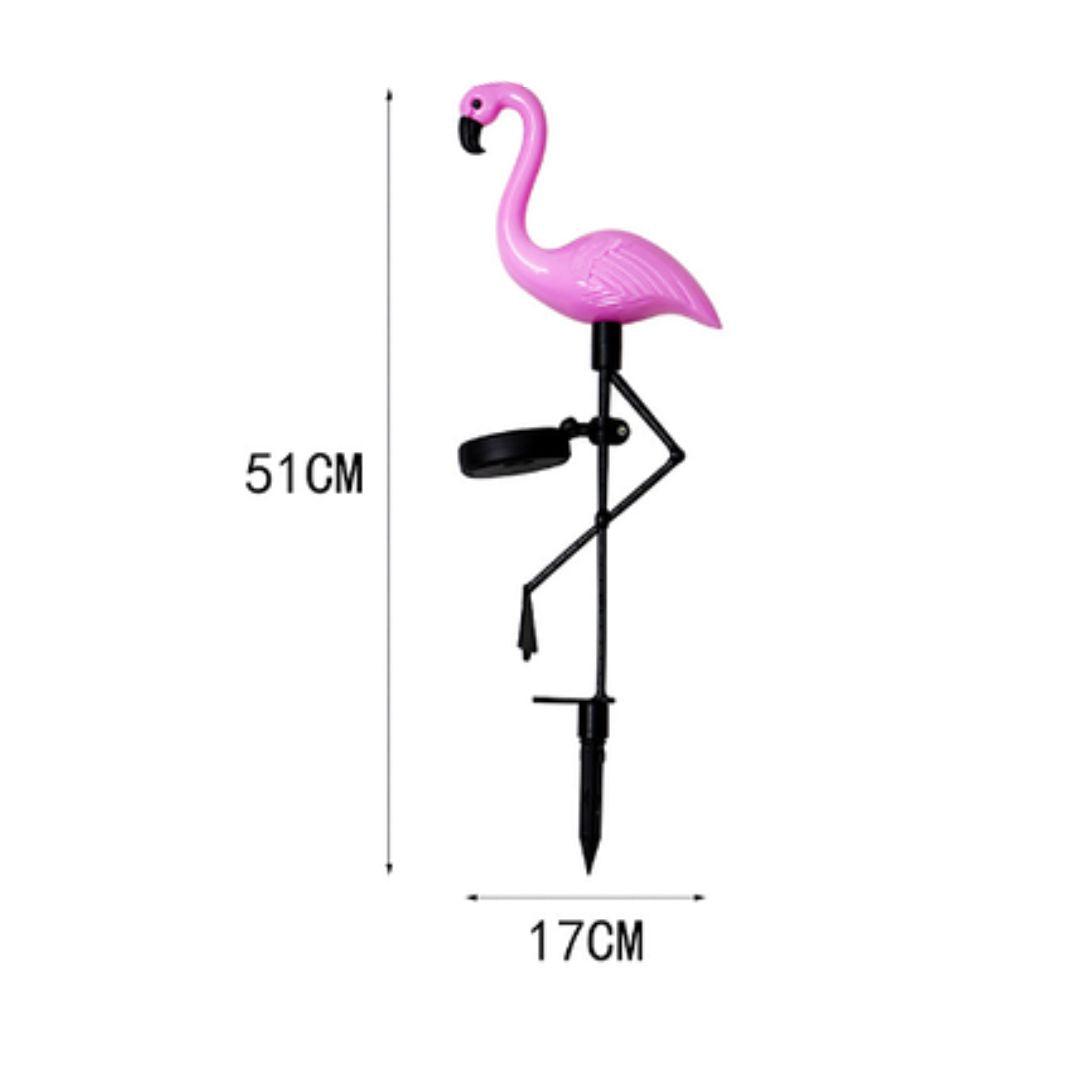 FlamingoGlow - solcelledrevet LED-lampe med flamingo på plenen