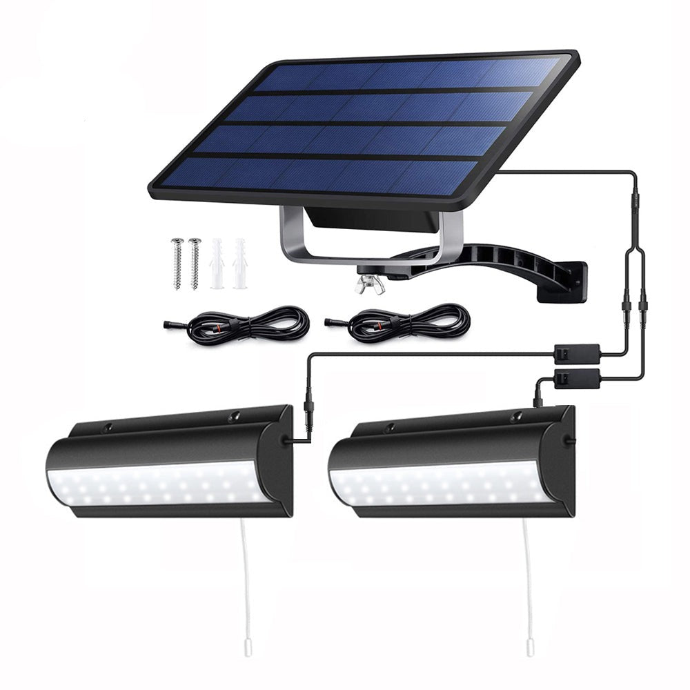 Solcellevegglampe med dobbelt hode og separat panel