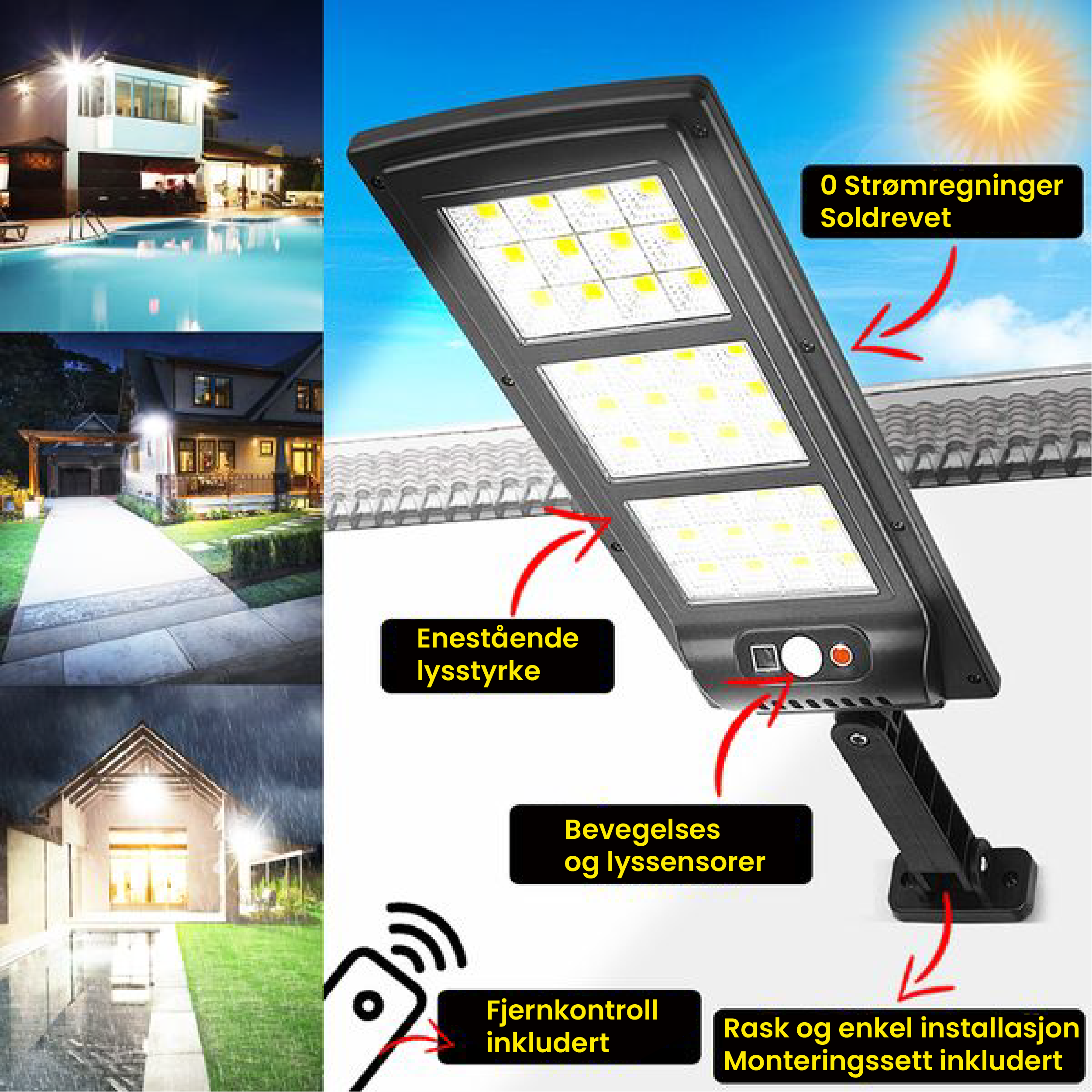 Solcelle LED-lampe 800W