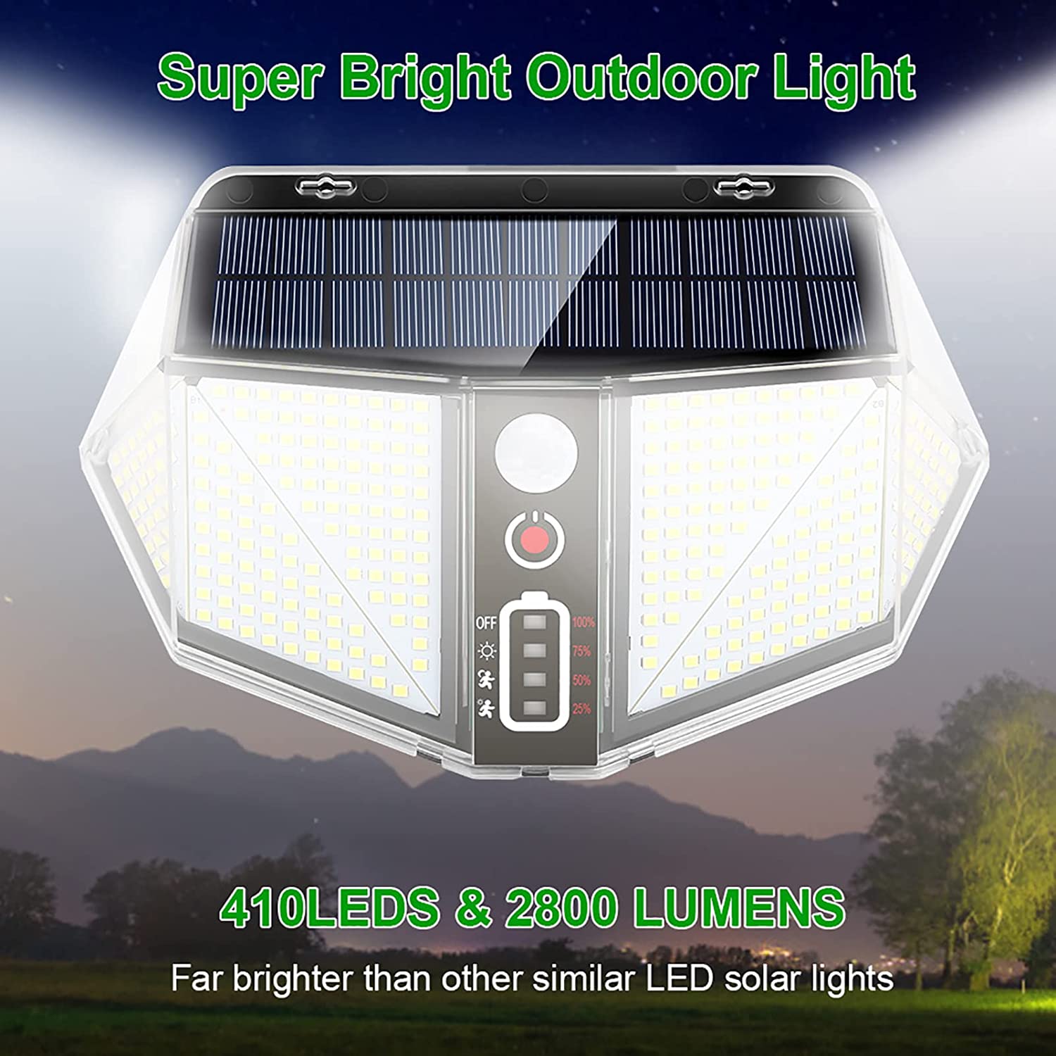 WallMega™ - 410 LED solcellelampe for gjerder