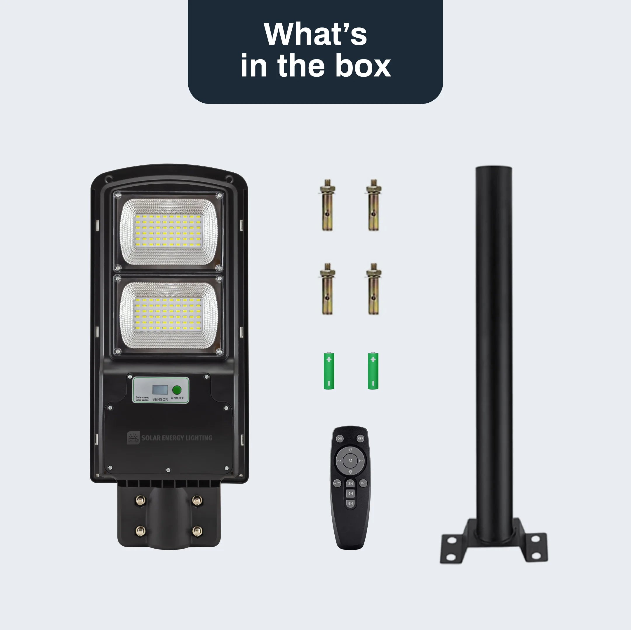 IlluminateSolarMega™ - Den ultimate 300W/6000 lumen ultra-lyssterke solcelle-gatelyset (Pakketilbud)