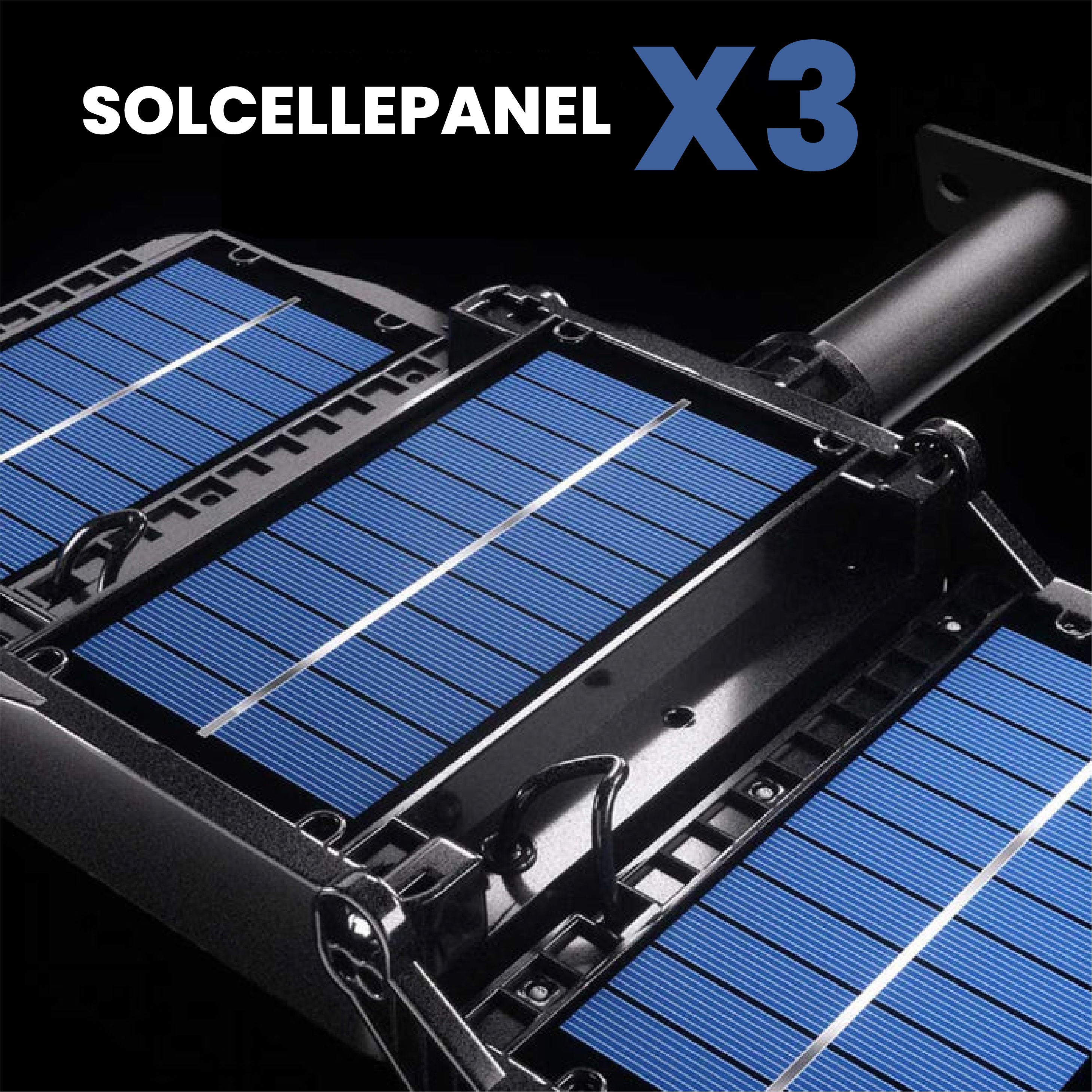 3-hodet solcelle LED-belysningssystem
