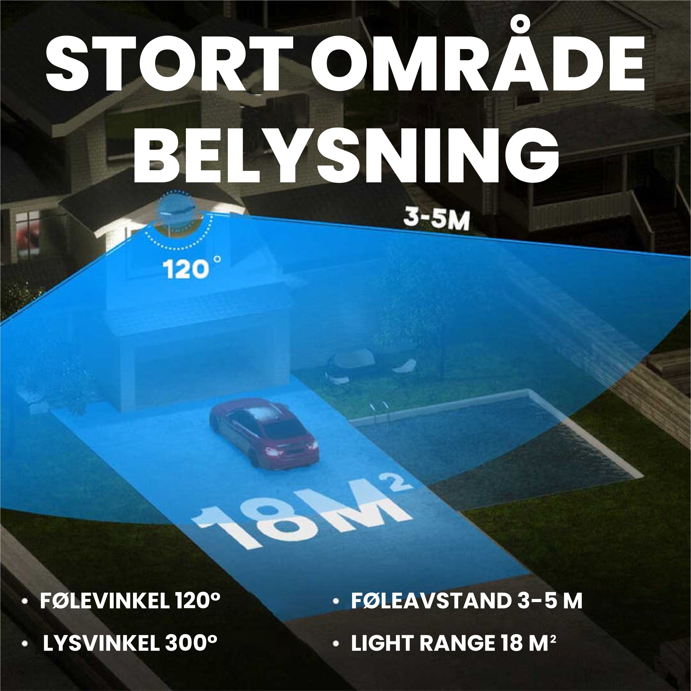 3-hodet solcelle LED-belysningssystem