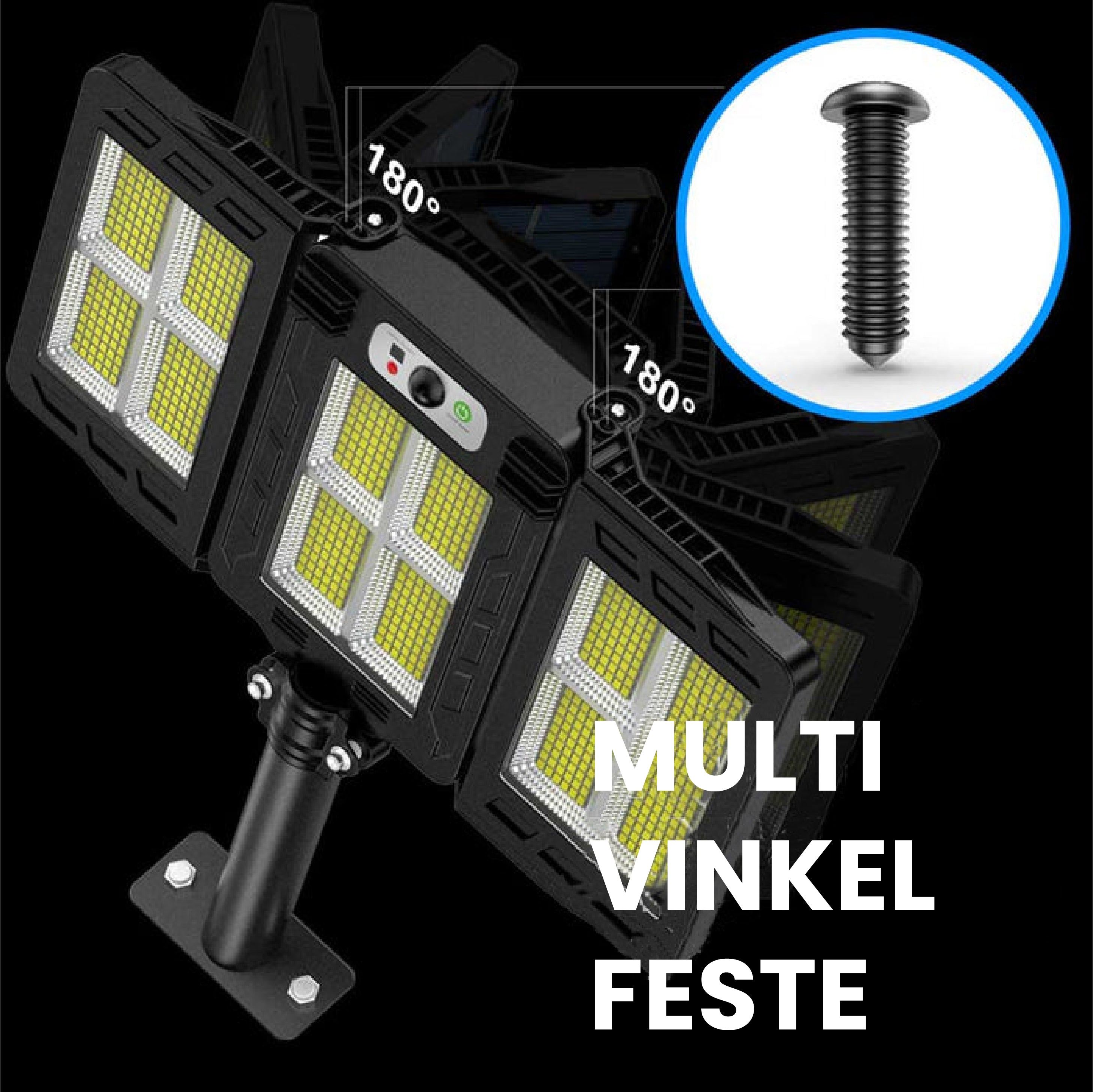 3-hodet solcelle LED-belysningssystem