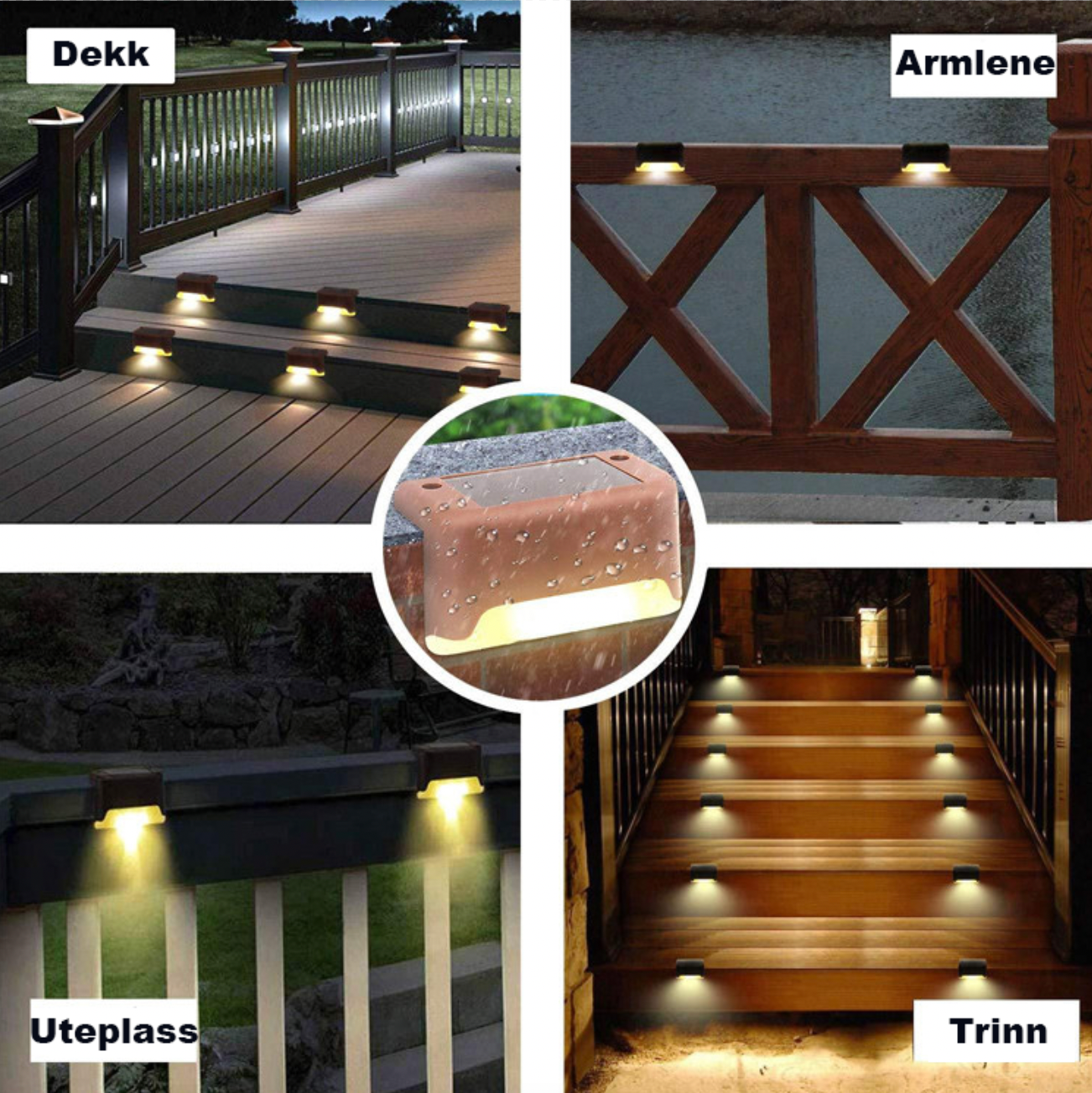 SolarBright™ - LED solcelledrevet gjerde og terrassebord hagelampe