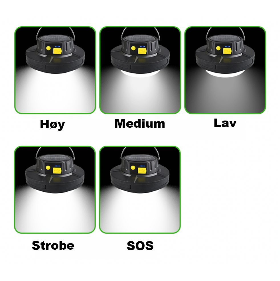 CampSolarMini™- ladepære Dobbel lyskilde LED campinglampe