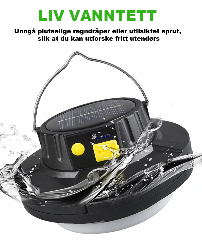 CampSolarMini™- ladepære Dobbel lyskilde LED campinglampe