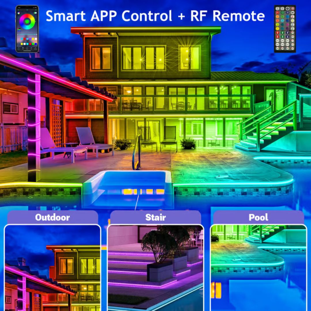 Smart regnbue-LED permanent utelys