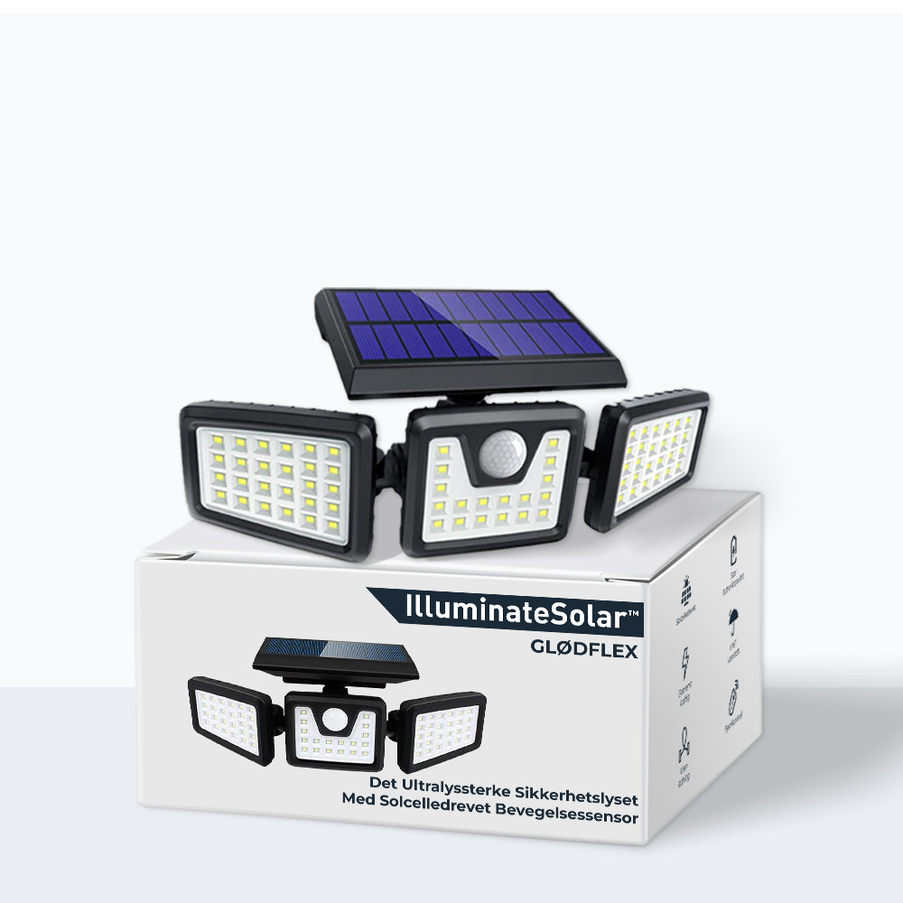 GlowFlex™- Den ultimate 360° solcellebevegelseslampen med tre hoder