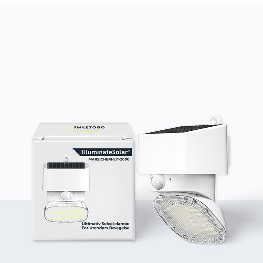 Marsicherheit-2000®- Ultimativ utendørs solcellelampe for bevegelsesovervåking