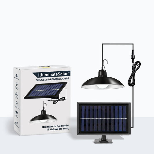 Hengende solcellelampe for utendørs bruk