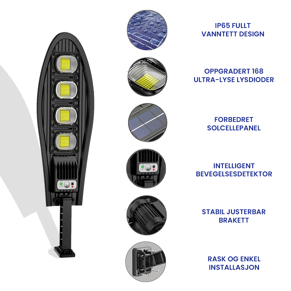 DragonSolar™- 600W soldrevet utendørslys med bevegelsesdeteksjon