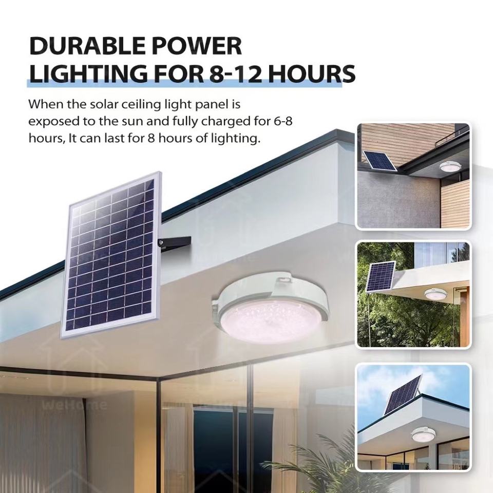 Solcelledrevet taklampe innendørs/utendørs med fjernkontroll