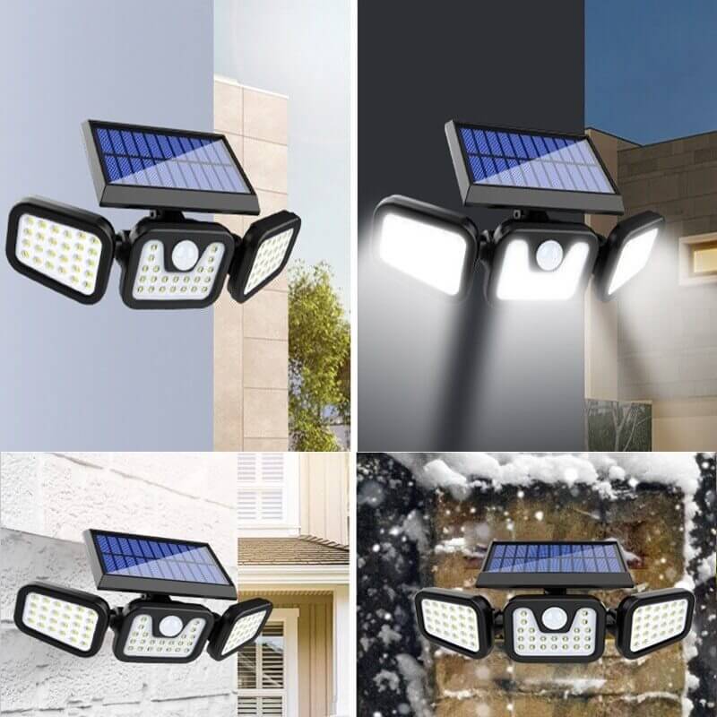 GlowFlex™- Den ultimate 360° solcellebevegelseslampen med tre hoder